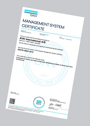 Certificat ISO TS 29001