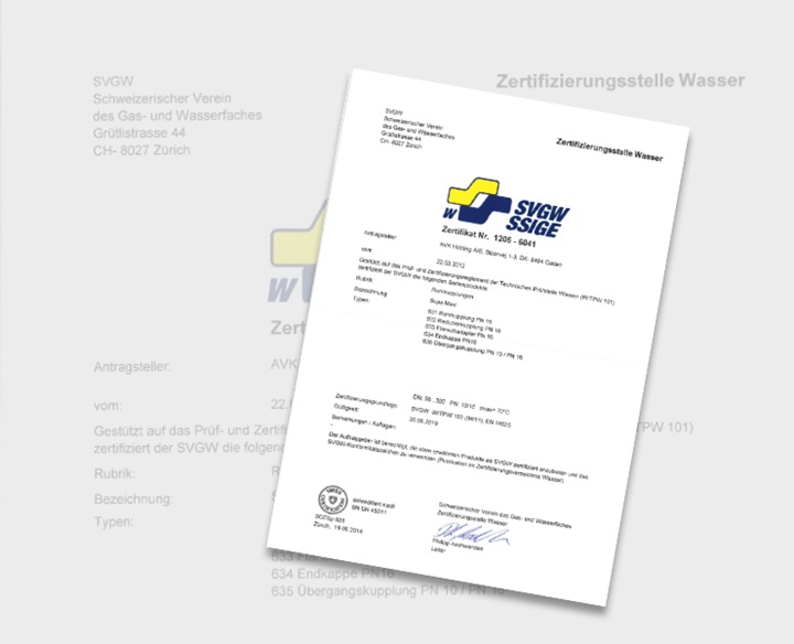 Certificat SVGW